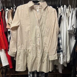 fab'rik Tan and Cream Striped Mini Dress